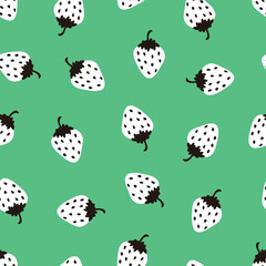 Seamless cute colorful pattern with hand drawn strawberry. Vector illustration for textile, manufacturing etc