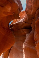 Vertical shot of the Lower Antelope Canyon in Lechee, Arizona, United States.