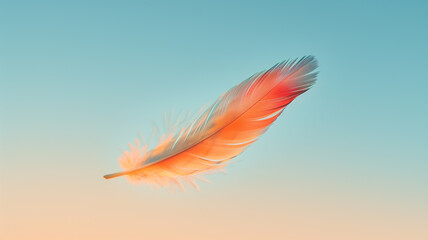Red and white feather soaring in the sky