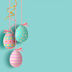 Easter eggs on a plain background postcard