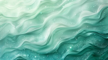 Obraz premium Sparkling Teal Waves, Abstract Aquatic Background with Glitter and Copy Space