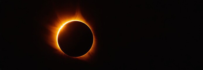 total solar eclipse, wide banner, space background