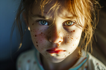 AI Generated Image. Sick child with chickenpox of Varicella virus - 780450504