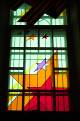 Stained glass window with stars