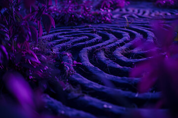AI Generated Image. Surreal purple garden labyrinth - 780450593