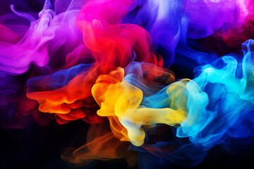 AI Generated Image. Abstract multicolored fluffy ink smoke cloud in a water - 780450723
