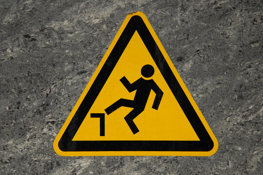 watch your step sign , close up view