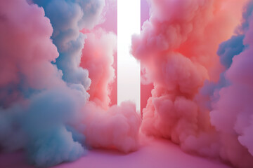 AI Generated Image. Fluffy blue and pink smoke in the room - 780450955