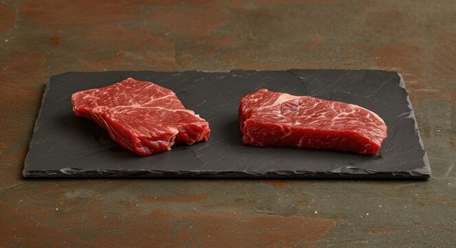 Fresh Raw Steak on Shale: A Delicious Beef Dinner Idea
