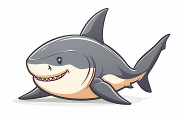 Obraz premium AI-generated illustration of a cartoon shark on a white background