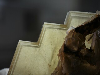 Close-up shot of barite crystals from Peru in a dark background
