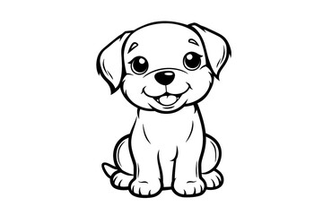 Fototapeta premium Cartoon puppy character for kids coloring page