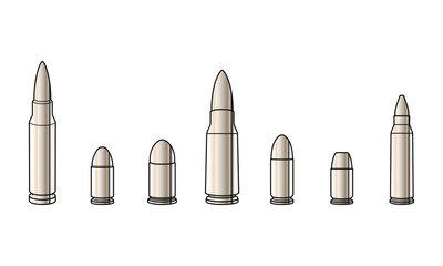 Set collections of retro metallic platinum bullets. Isolated clip art vector