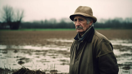 Obraz premium AI generated illustration of a man in straw hat gazes into the distance