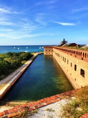 Vertical shot of the Fort Zachary Taylor Historic State Park in Key West, Florida.