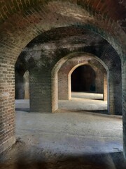 Vertical shot of the inside of Fort Zachary Taylor in Key West, Florida, United States.