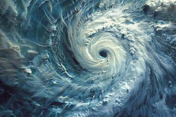 AI generated illustration of a dark swirling storm over an ocean with a mysterious black hole