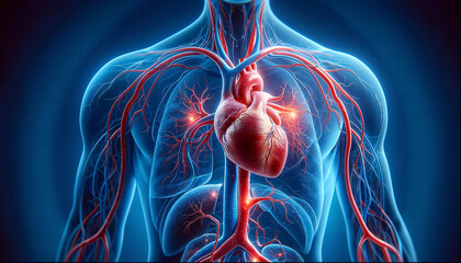 AI generated illustration of the human cardiovascular system