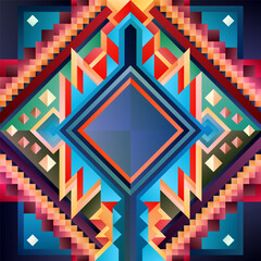 Vector abstraction, pattern, kaleidoscope, background from flat multi-colored triangles. With a central part for an inscription or symbol.