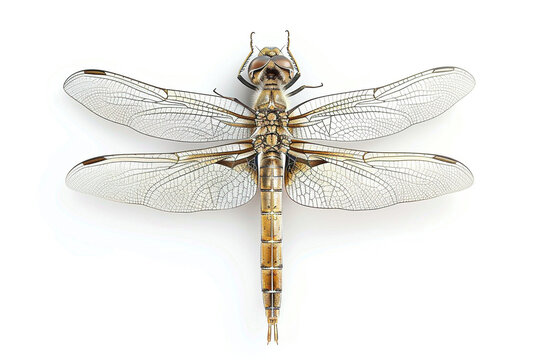 Top View of Dragonfly Illustration with Intricate Details