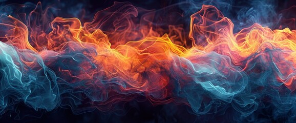 Fototapeta premium Flame texture, burning fire border on black background. Fire flames abstract design element for web banner and wallpaper template