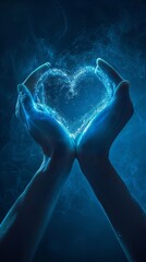 Two hands forming a heart shape with a subtle glow that represents vitality and well-being