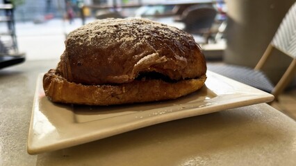 Freshly baked sweet dessert on the plate