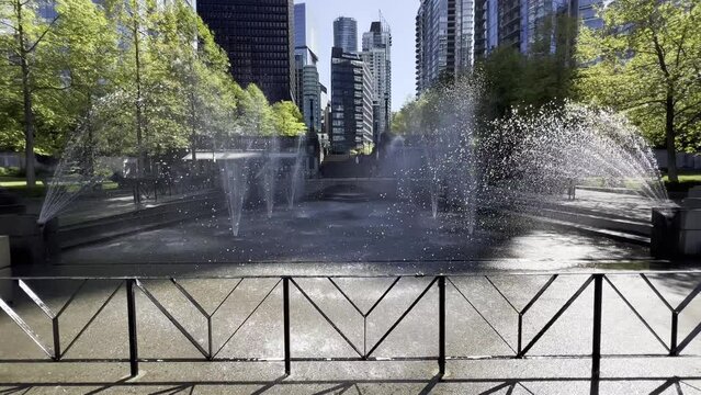 Beautiful fountains in the downtown of Vancouver, Canada