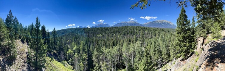 Panoramic view of the Valley of the Five Lakes in Jasper National Park in Alberta, Canada