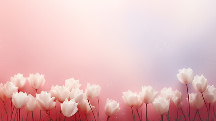 Spring flowers tulips, greeting card background with copy place