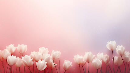 Obraz premium Spring flowers tulips, greeting card background with copy place
