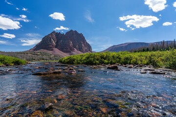 Natural scenery of Red Castel and Red Castle lake in the Uinta Mountains