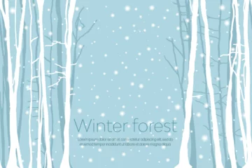 Fototapete Winter landscape with snow. View of the winter forest, a place for outdoor recreation. Vector background. Snowfall. © andrei