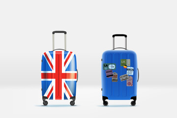 World travelling concept with two bags. 3d vector illustration