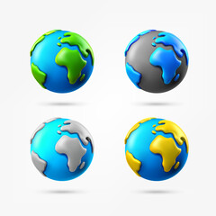 Vector clipart of the Earth with different colors isolated on white background. 3d vector collection
