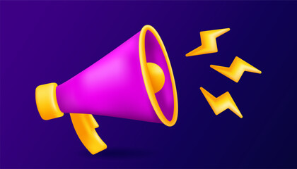 3d megaphone speaker icon. Colored vector megaphone icon.