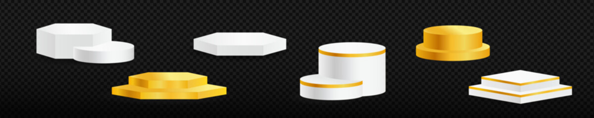 Gold and white  product podium. Golden and white stand  for product marketing vector