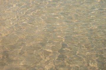 Beach and clear blue water in summer and vacation