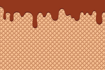 waffle background with streaks of dark chocolate on top