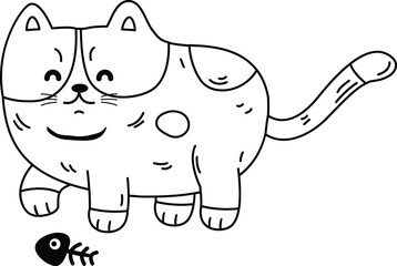 Hand drawn cat character illustration, vector