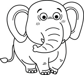 Hand drawn elephant character illustration, vector