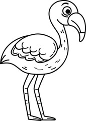 Hand drawn flamingo character illustration, vector