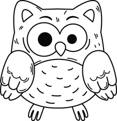 Hand drawn owl character illustration, vector