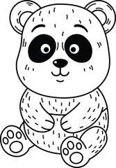 Hand drawn panda character illustration, vector