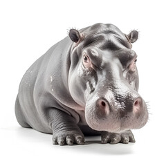 Obraz premium Isolated hippopotamus on white background making the face