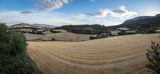 panoramic view of beautiful landscape in galdeano, navarra, spain