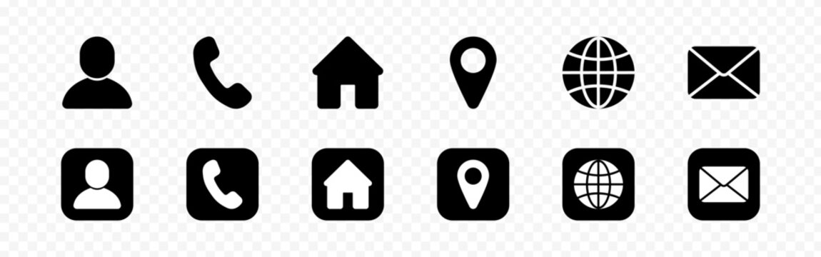 Contact icon set isolated on transparent background