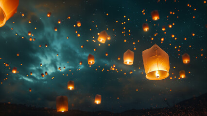 Night’s Illumination: Organized Sky Lanterns