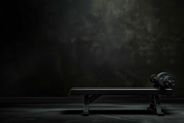Weight bench with space for text on black - obrazy, fototapety, plakaty