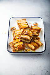 Homemade apple pie with walnut and spices